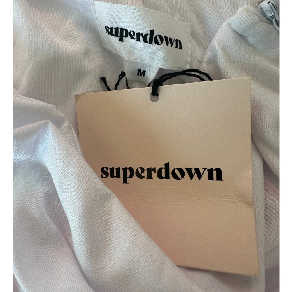 Superdown White Strapless Mini Dress MEDIUM Cutout Bodycon Bachelorette $64 NEW - Picture 7 of 8